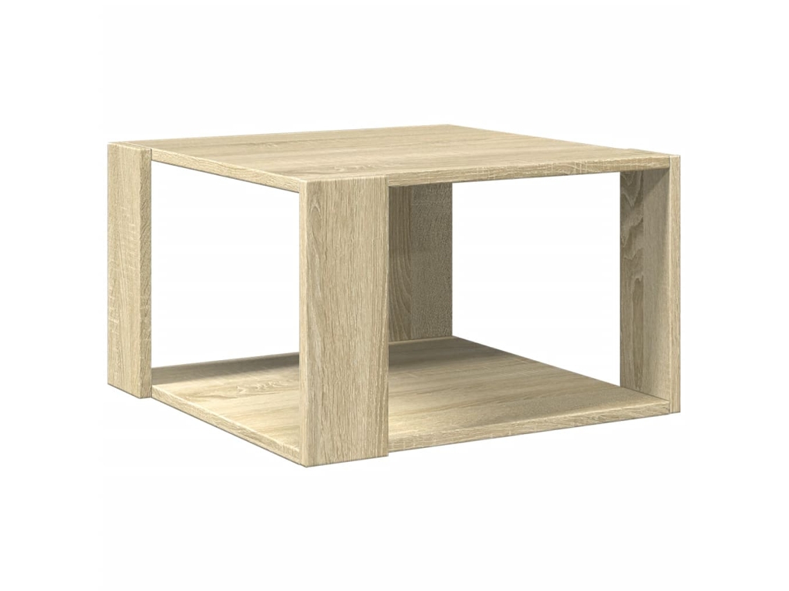 Mesa de centro cuadrada, diseño moderno y contemporáneo, 51,5 x 51,5 x 30 cm, madera industrializada, color roble, Dec038956