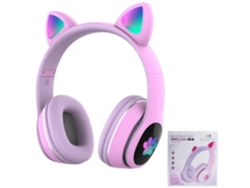 Roxo Com Pacote Fones De Ouvido Sem Fio Bluetooth V5.0 Fone De Ouvido Estéreo Dobrável Para Jogos Com Microfone Orelha De Gato Fofa