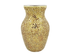 Jarrón de mosaico con espejo dorado, cristal, 10x20,5 cm