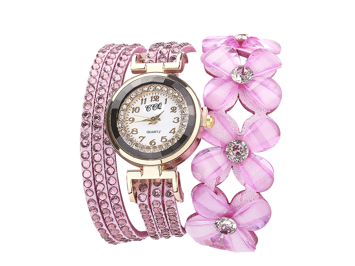 Reloj De Pulsera Para Mujer Con Cierre De Poliuretano, Estilo Casual, Color Morado Exquisito, Con Movimiento De Cuarzo.