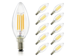 Bombilla LED tipo vela E14, blanco cálido, 4 W, 2700 K, filamento retro ZMH