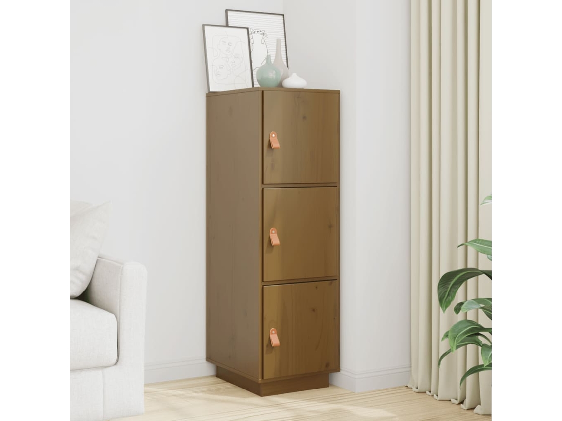 Aparador Alto Madera Maciza De Pino Marrón Miel 34x40x108,5 Cm