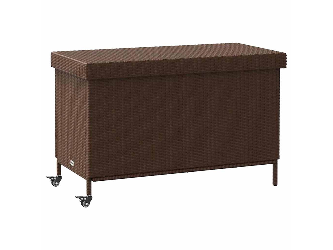 Caja de almacenaje con ruedas 110x55x73 cm Mimbre PE Marrón MAISON EXCLUSIVE