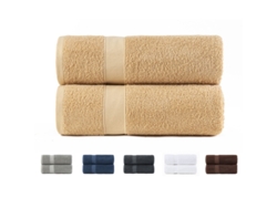 Juego de 2 Toallas de Baño 100x150 cm Algodón de 550 Gsm Beige TODOCAMA