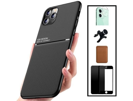 Kit Funda Magnetic Lux, Magnetic Wallet Márron, 5D Full Cover, Protector de Cámara Trasera y Soporte Magnético de Coche Reforzado Xiaomi Mi 11 Lite...