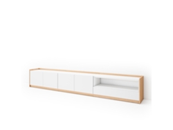 Mueble para TV, 310x37x50cm, para televisores de hasta 80'', color blanco y roble claro.