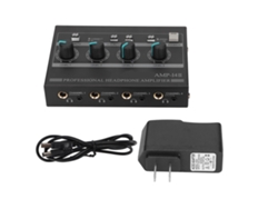 Amplificador De Auriculares Estéreo Compacto De 4 Canales Amp-14ii Con Adaptador De 12 V 2 A Para Estudio Y Escenario.