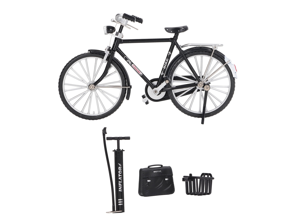 Rebe-modelo De Bicicleta De Aleación 1:10, Miniatura Vintage Simulada, Coleccionable Con Bomba Y Maletín Negro