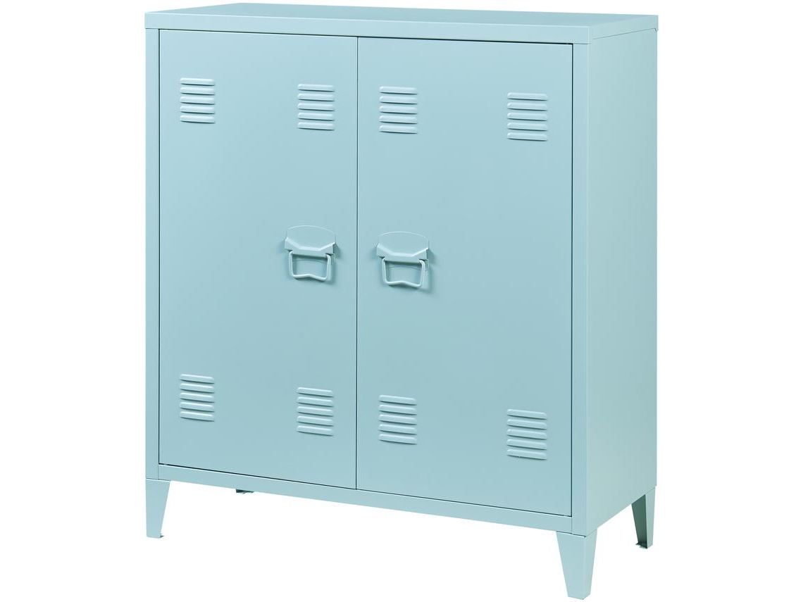 Armario metálico de oficina Oripää con cerraduras magnéticas acero 90 x 80 x 33 cm - Azul grisáceo [en.casa]
