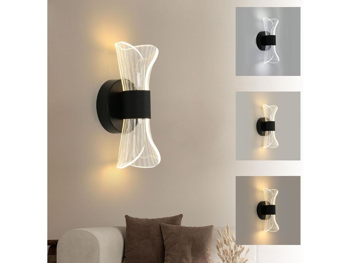 Aplique Led De Pared Para Interiores, Regulable, 10 W, Diseño Moderno Y Creativo, Acrílico, Negro.