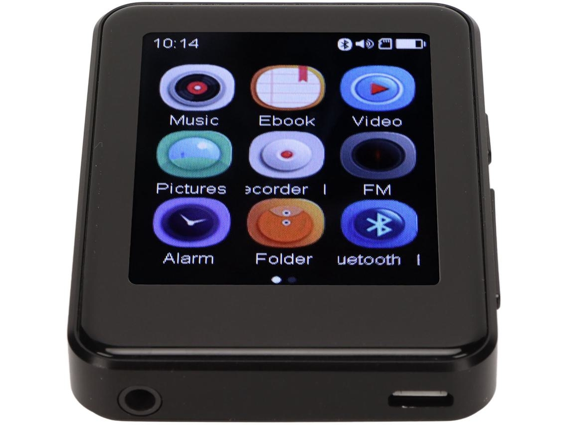 Reproductor MP3 Bluetooth YIZHOOD MP08 2.5Inch Pantalla táctil 4G TF Card (Negro)