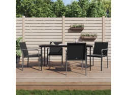 Sillas de jardín con cojines (4 unidades, 56 x 59 x 84 cm), mimbre sintético negro, Dkd Home Decor