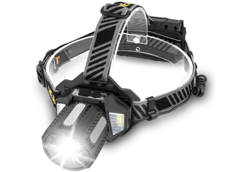 Linterna frontal LED superbrillante, 11 modos de iluminación, recargable por USB, carga bidireccional, enfoque ajustable, resistencia al agua IPX7,...