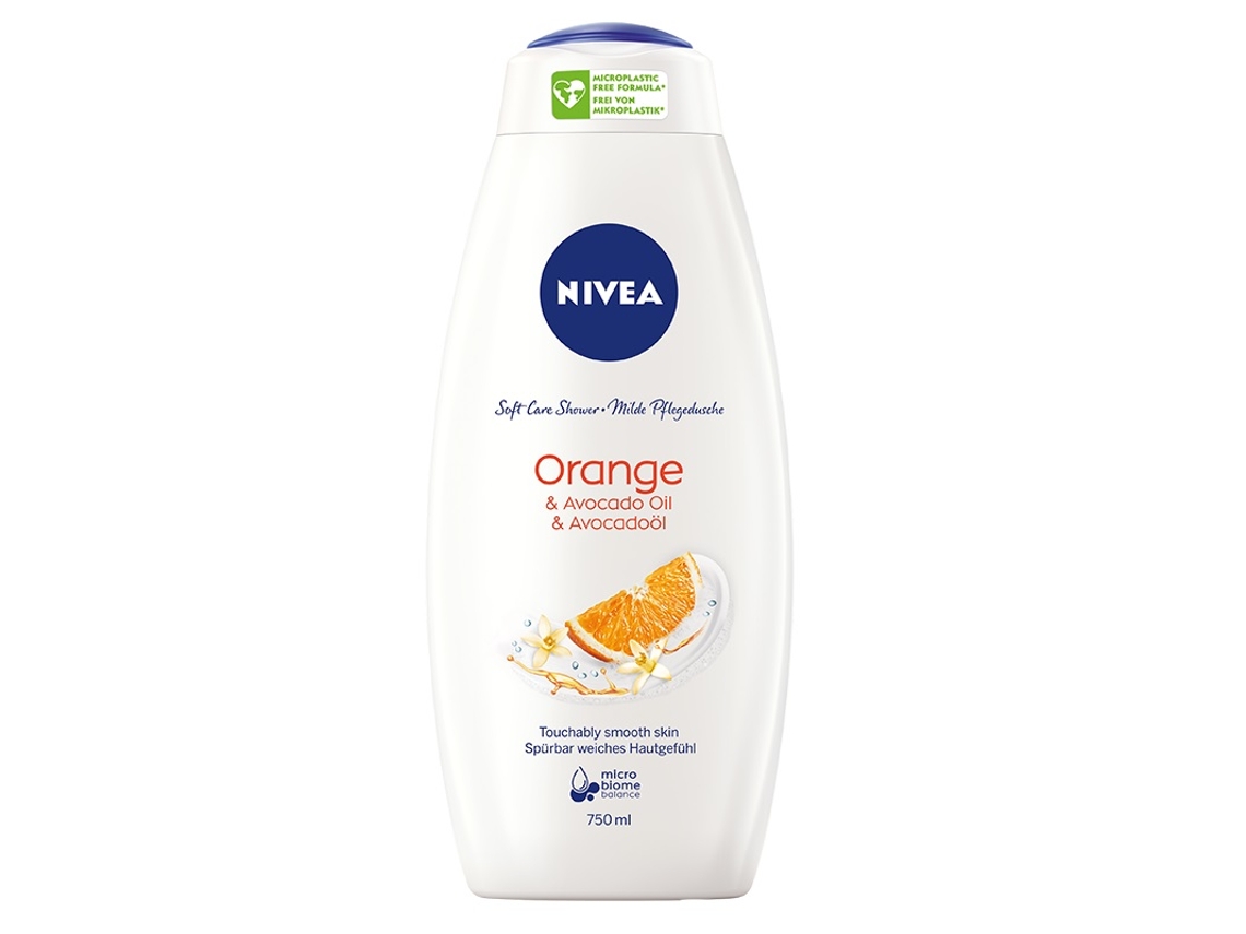 Gel de ducha con aceite de aguacate y naranja 750 ml nutritivo con fragancia cítrica y aceite de aguacate Nivea