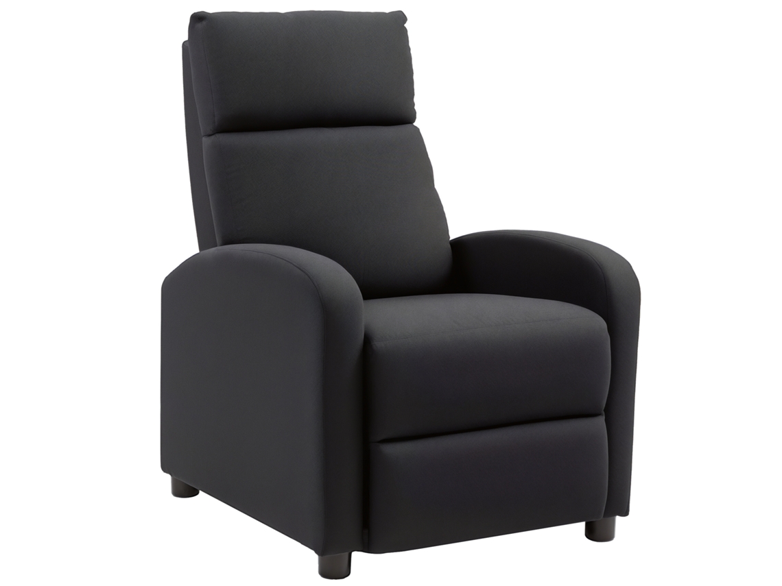 Sillón Reclinable Tapizado Con Respaldo Reclinable A 135° Y Reposapiés Extraíble, Tapizado En Lino, 69x87x100,5 Cm, Negro.