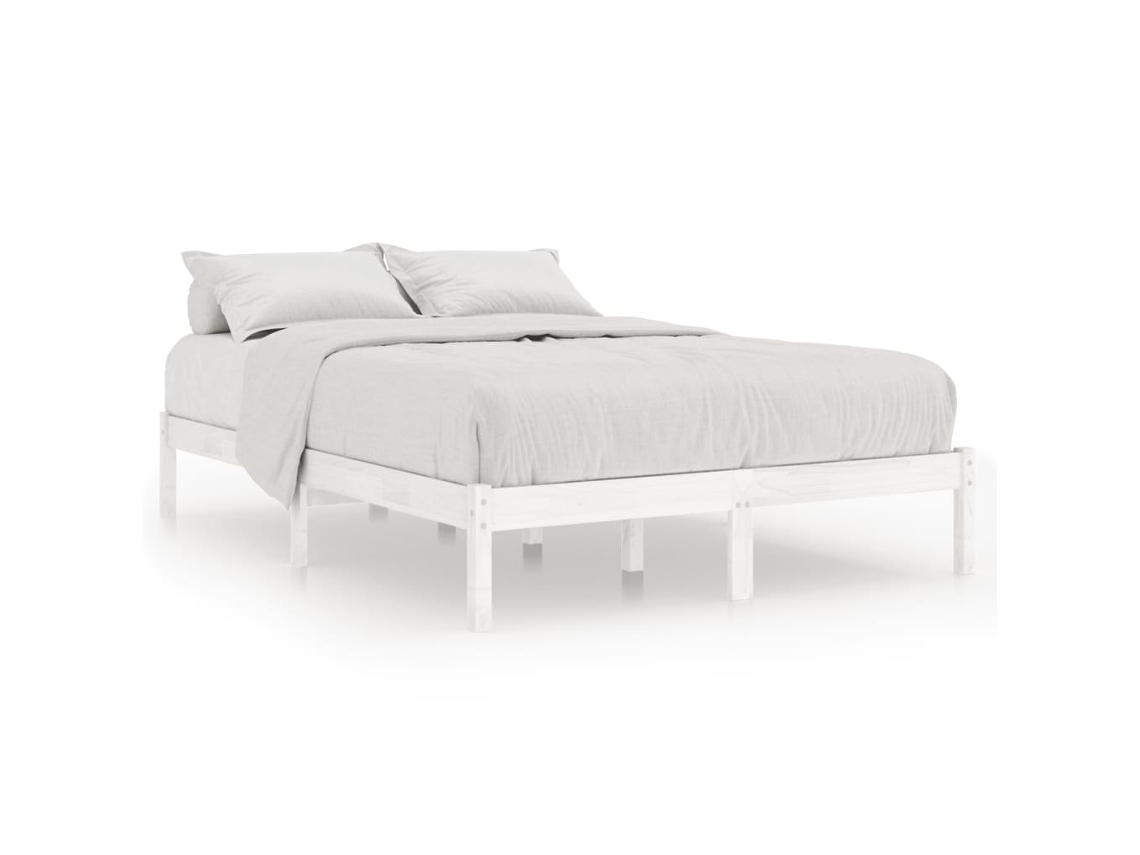 vidaXL Estructura de cama de pino macizo 160x200 cm blanco