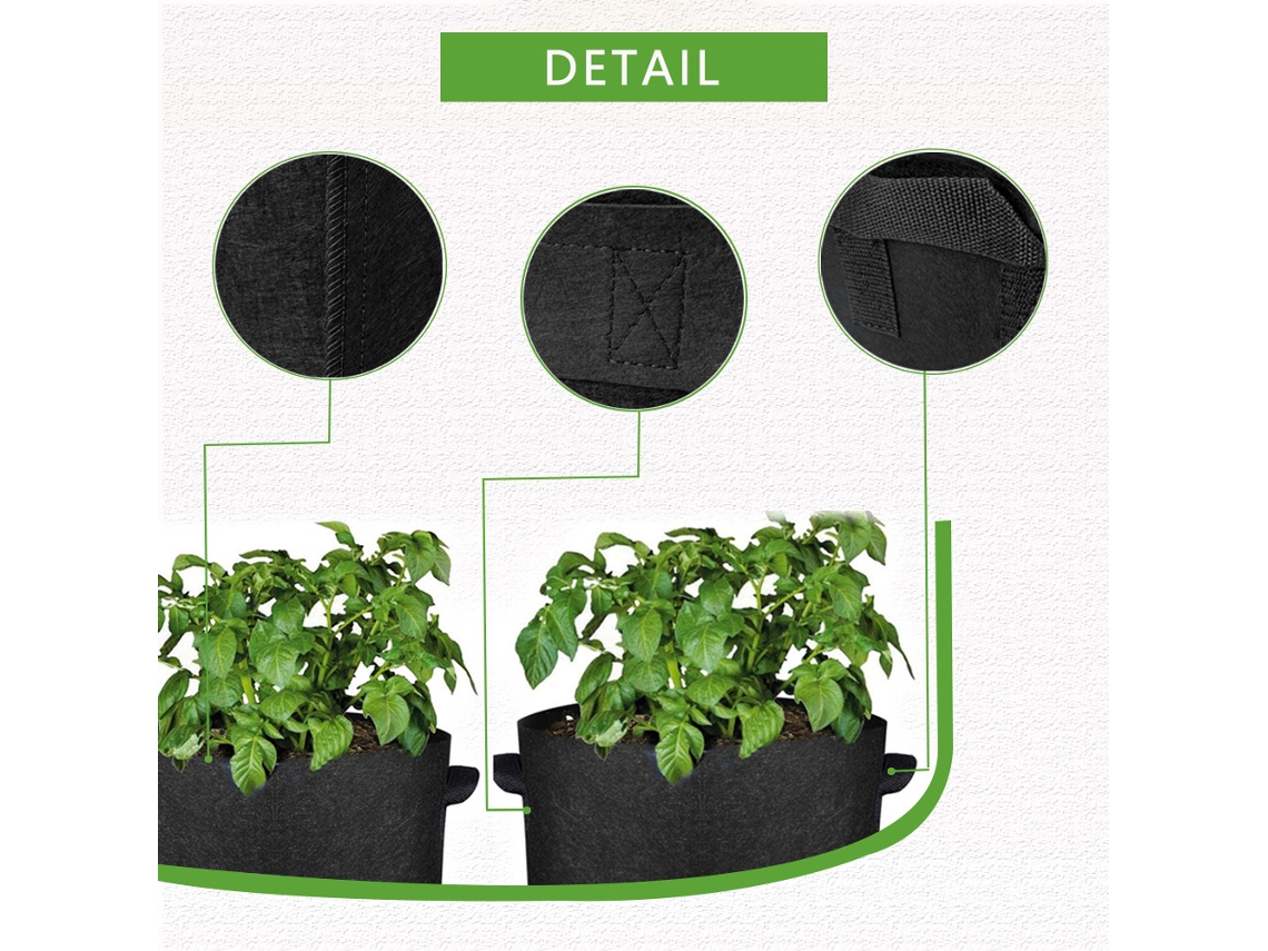 Bolsas de cultivo para plantas (paquete de 5), de 5 galones, de tela no tejida, transpirables, para cultivo de patatas y hongos en el jardín. Macetas de tela Dob.