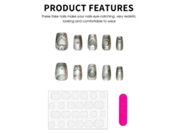 Uñas postizas plateadas con purpurina decorativa, naturales e irrompibles, fáciles de usar para decorar tus uñas. Nostalgia88