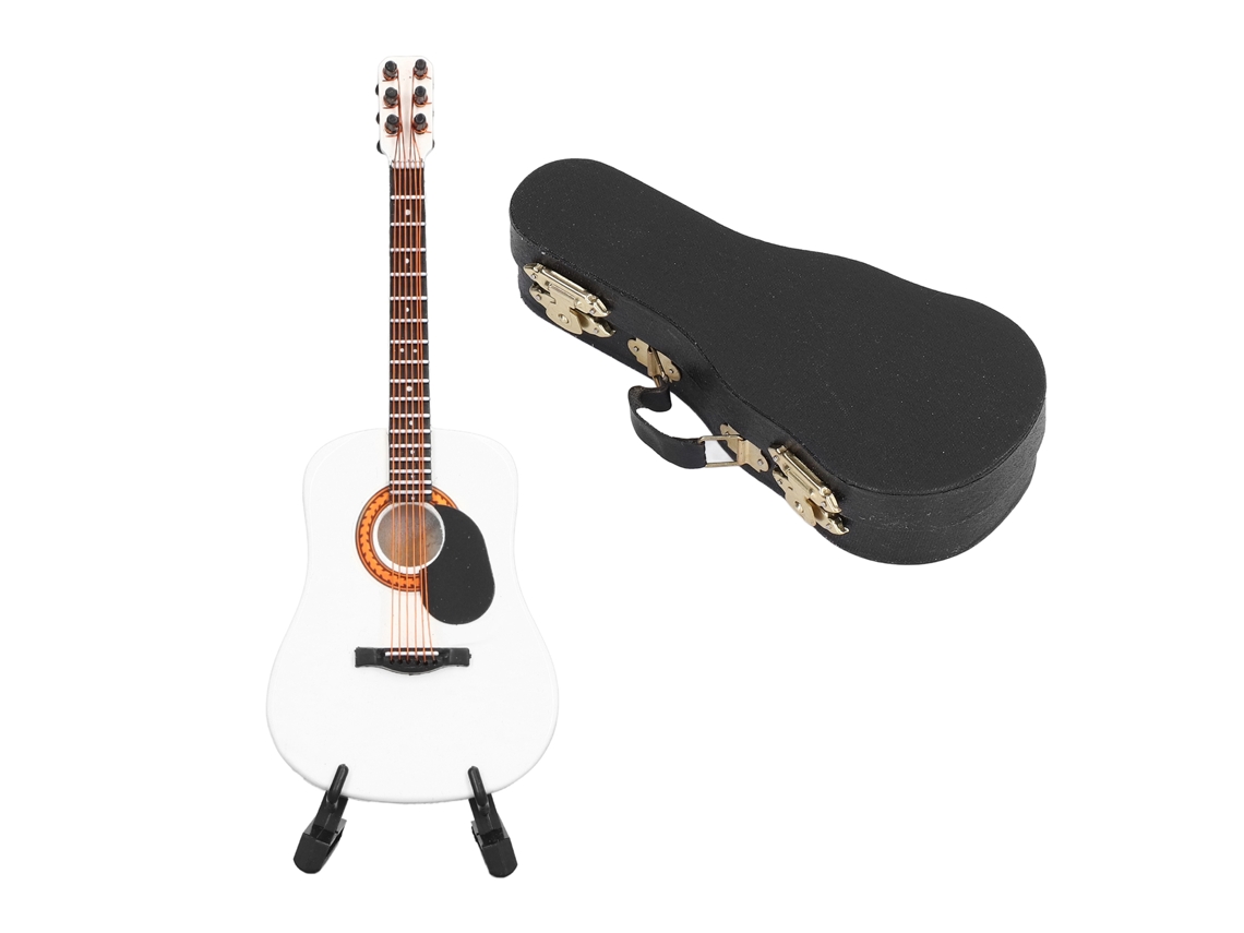 Rebe-adorno De Guitarra Miniatura De Madeira Exquisita Com Suporte E Caixa De Armazenamento Para Sala E Quarto