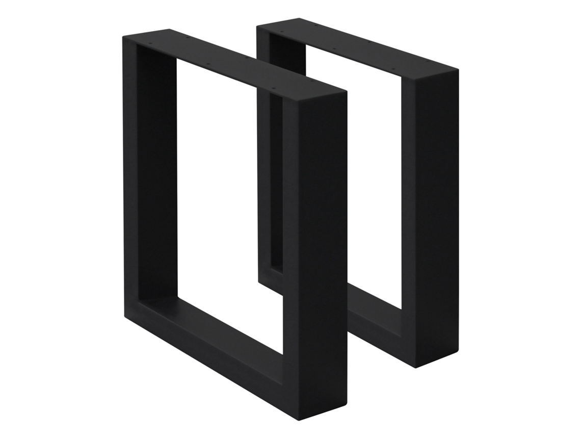 Set de 2 Patas de mesa industrial ECD 30 x 43cm acero en polvo negro perfiles cuadradros