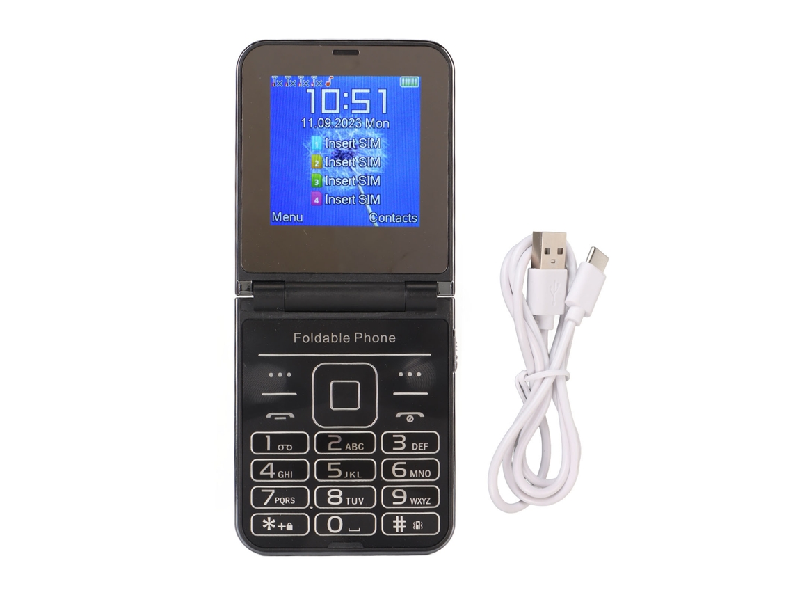 Teléfono Plegable 2g De 2,6 Pulgadas Para Personas Mayores Con Botones Grandes, Doble Pantalla Y Sonido Potente - Negro