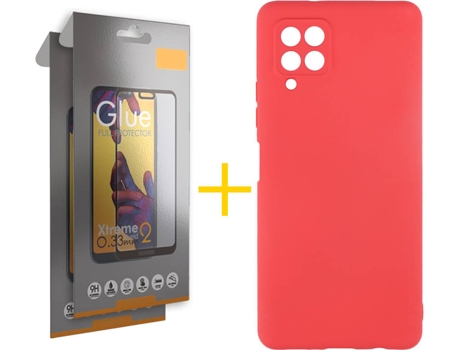 Kit Funda + Protector de Pantalla Samsung A12 5G SKYHE Cristal Templado 4386 Rojo