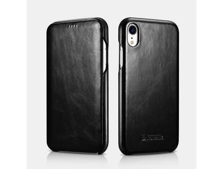 Carcasa Folio para iPhone XR ICARER Piel Vintage Negro
