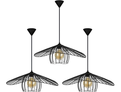 Lámpara de Suspensión TOSEL Lady Bis-Lot 3 (Negro - E27 - Máx. 40W - Metal)