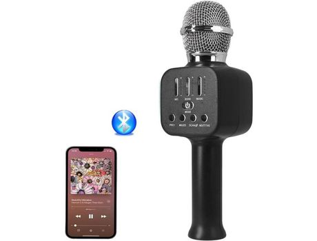 COSHANO Micrófono Inalámbrico con Altavoz y luz RGB Karaoke Bluetooth Infantil Portátil para niños y Adultos. (Negro)