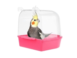 2026-baño Para Aves Colgante Linjou, Accesorio De Jaula Con Ganchos, Acrílico Transparente, Rosa