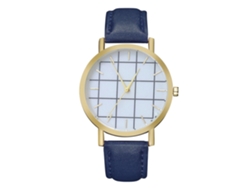 Reloj De Pareja Zhoulianfa Unisex Dial Cuadros Geométricos Cuero Pu Acero Quartzo Azul