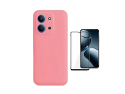Kit De Película De Cristal Templado De Funda Completa 5d Funda De Silicona Líquida Phonecare Para Xiaomi Poco C85 - Rosa