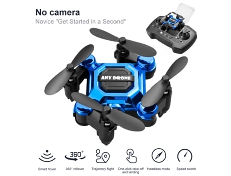 Mini dron plegable, aeronave portátil de altitud fija para niños (1 baterías - Duración de la batería: 10 min - Azul)