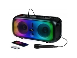 PARTY Altavoz Bluetooth de efectos luminosos de 200 W con micrófono con cable y mando a distancia Negro