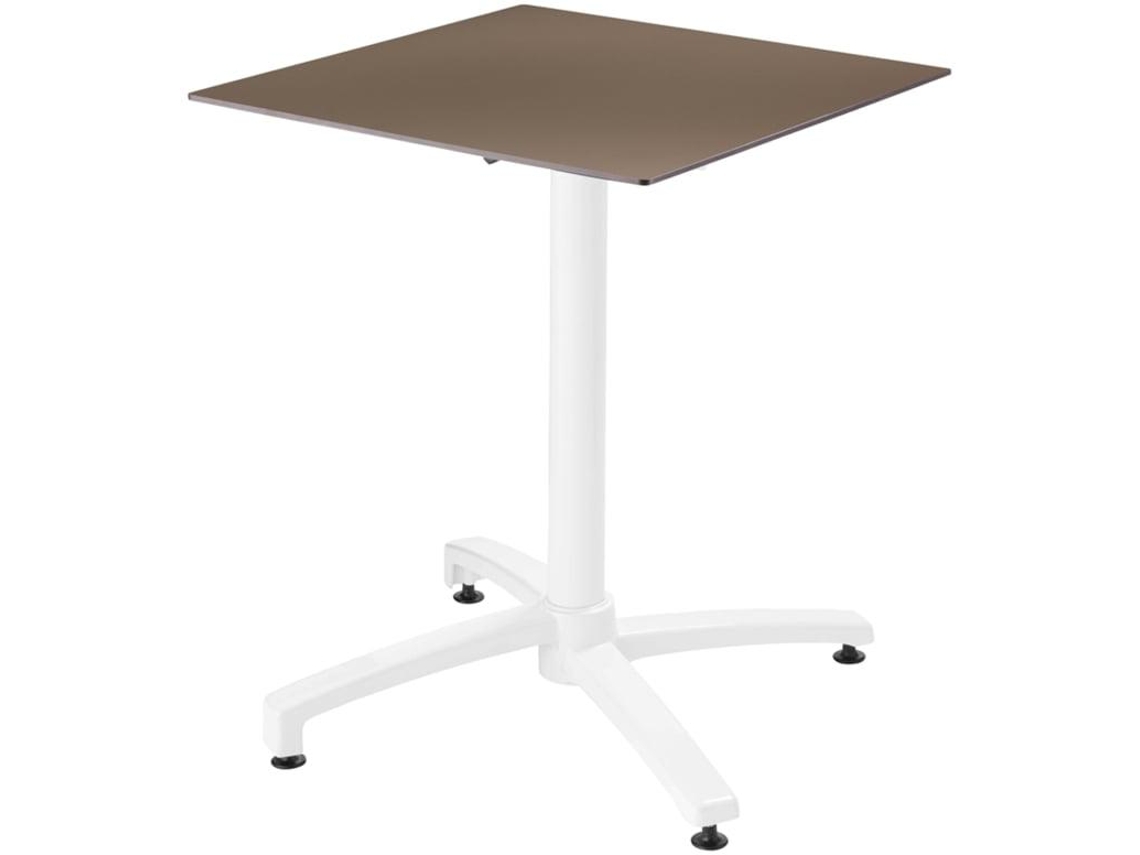 Mesa de jardín cuadrada 60 x 60 cm con pata inclinable HPL blanca