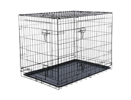 Transportín de alambre (Con 2 puertas) para perros 109x79x71 cm (Negro)