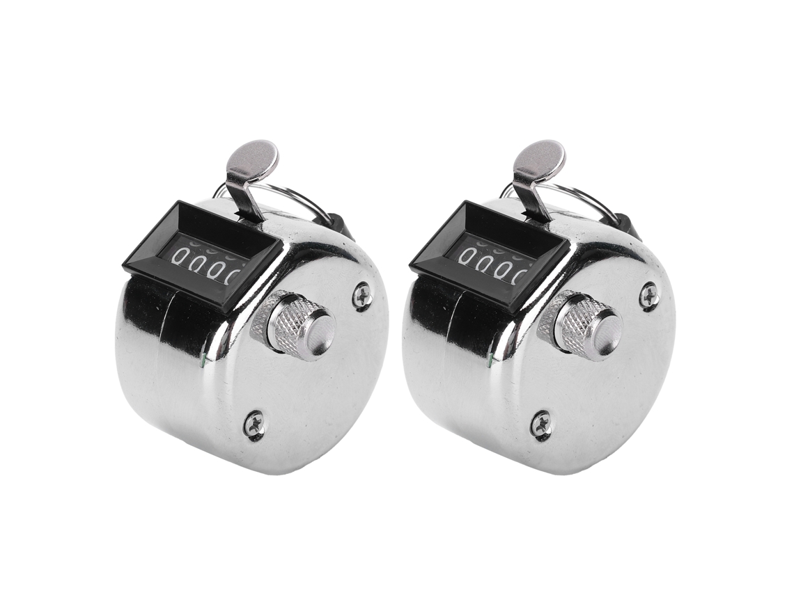 2 Piezas Contador Manual De Mano De Acero Inoxidable 0-9999 Para Inventario De Taller