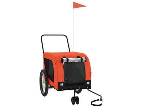 Remolque bicicleta VIDAXL para perros hierro tela Oxford naranja negro