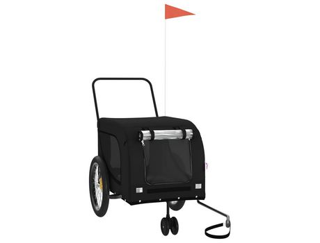 Remolque de bicicleta VIDAXL para perros hierro y tela Oxford negro
