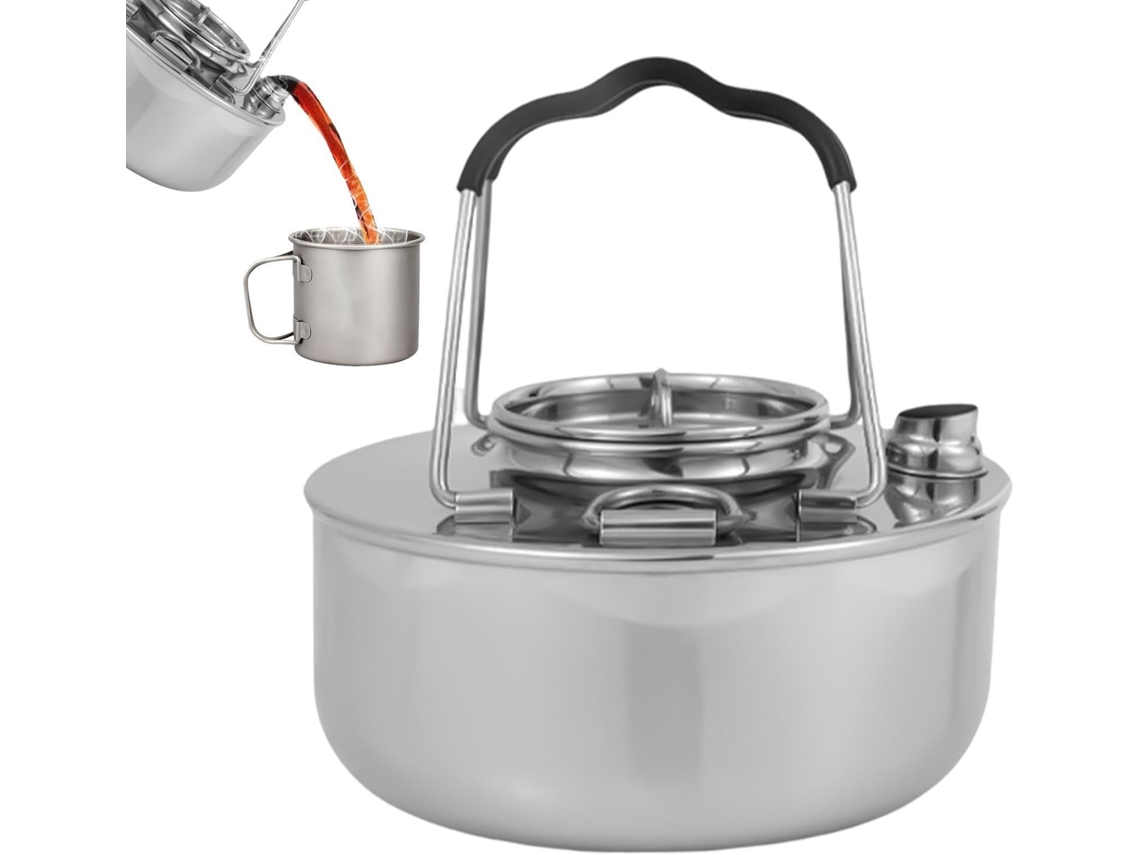 Tetera portátil de acero inoxidable para fogatas, ideal para exteriores, Gokoco