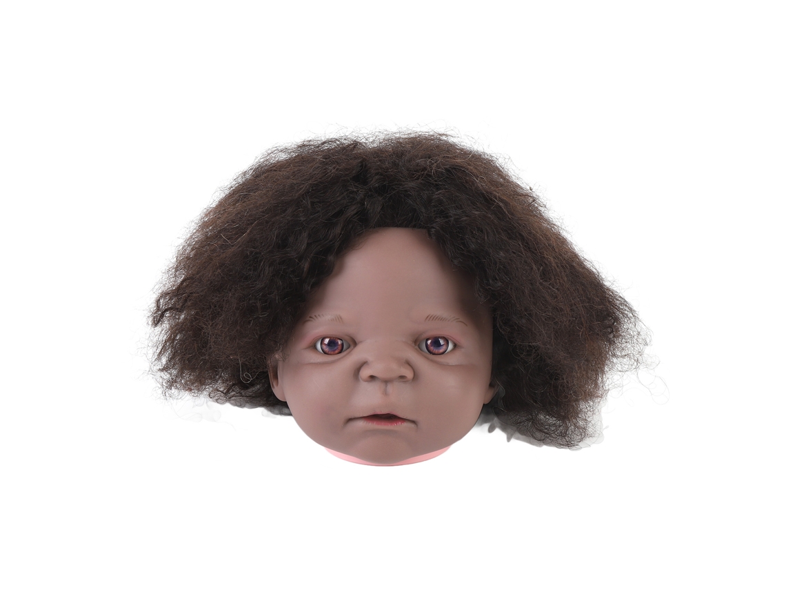 Cabeça de manequim afro com cabelo cacheado para cosmetologia (2026): ideal para penteados, maquiagem e exposições.