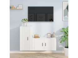 Set De Muebles De Tv 2 Uds | Armario Para Tv Madera Contrachapada Blanco