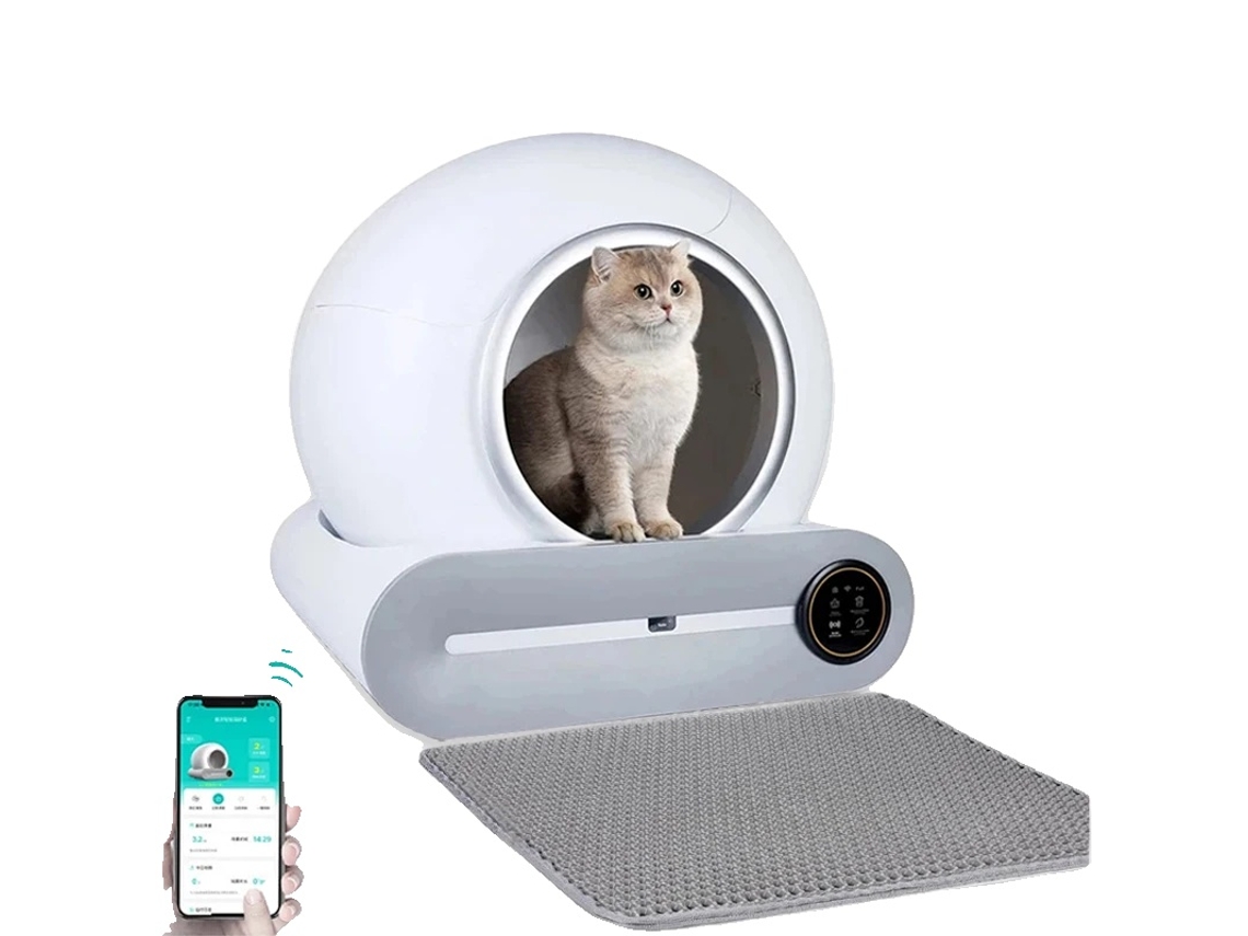 Caja de arena inteligente autolimpiable para gatos, controlada por app, amplia capacidad de 65 l, juego de bolsas de basura con almohadilla OEM