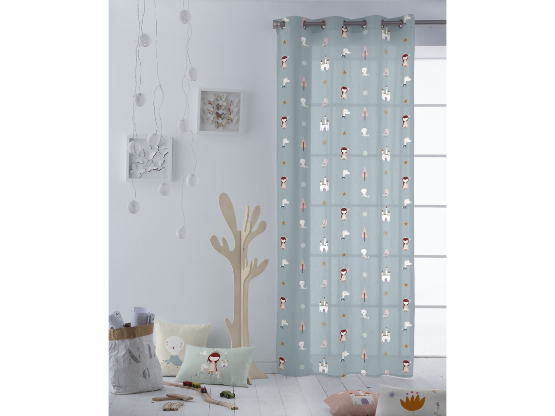 CORTINA CON OJALES ESTAMAPADA INFANTIL 140x260 CM ALGODÓN FABRICADO EN ESPAÑA DAMANIEVES HACIENDO EL INDIO