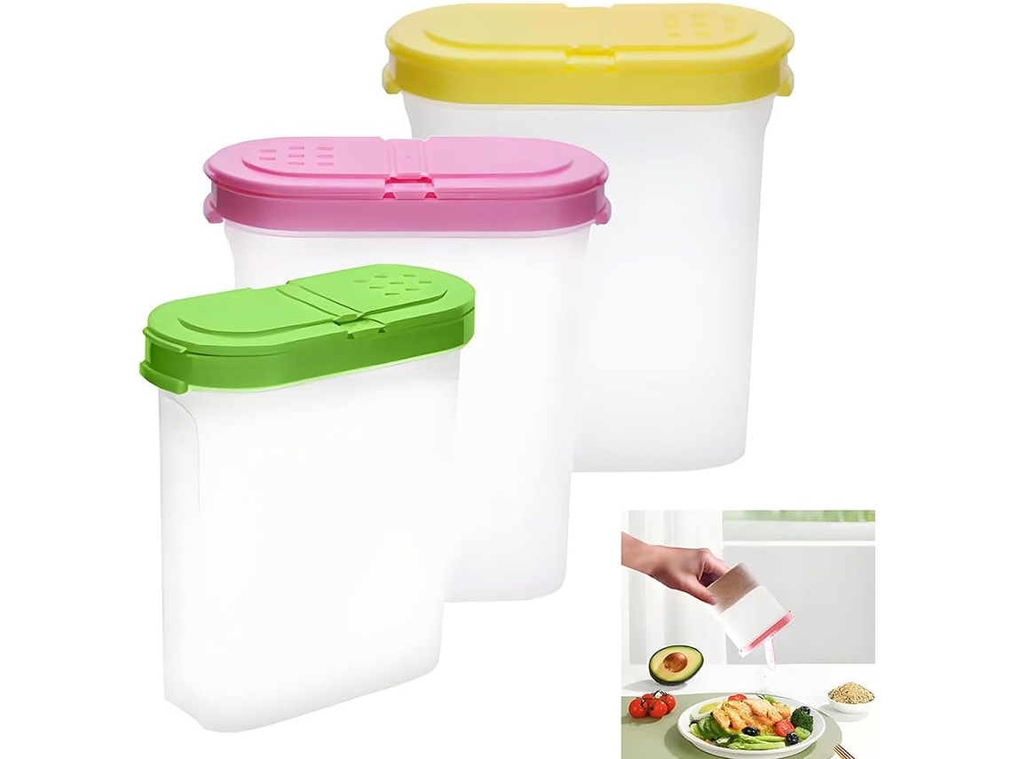 3 Tarros De Almacenamiento De 250 Ml Con Tapas Abatibles, Transparentes Y Libres De Bpa.