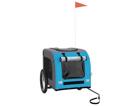 Remolque de bicicleta VIDAXL para perros hierro tela Oxford azul gris