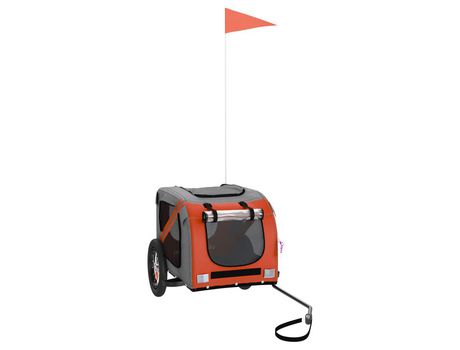 Remolque bicicleta VIDAXL para perros hierro tela Oxford naranja gris