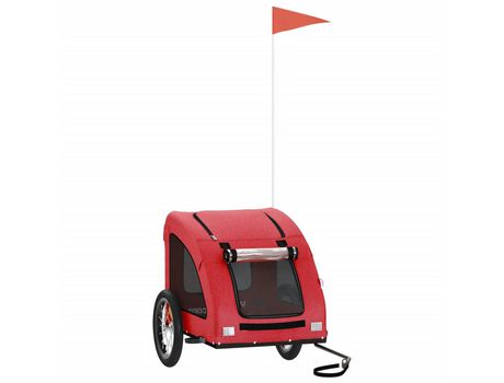 Remolque de bicicleta VIDAXL para perros hierro y tela Oxford rojo