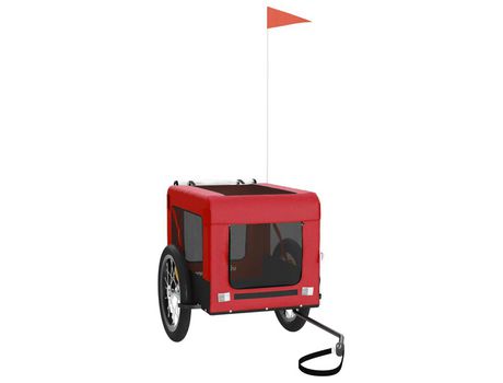 Remolque de bicicleta VIDAXL para perros hierro tela Oxford rojo negro
