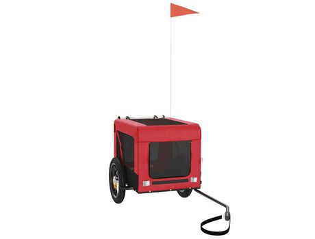 Remolque de bicicleta VIDAXL para perros hierro tela Oxford rojo negro